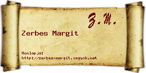 Zerbes Margit névjegykártya